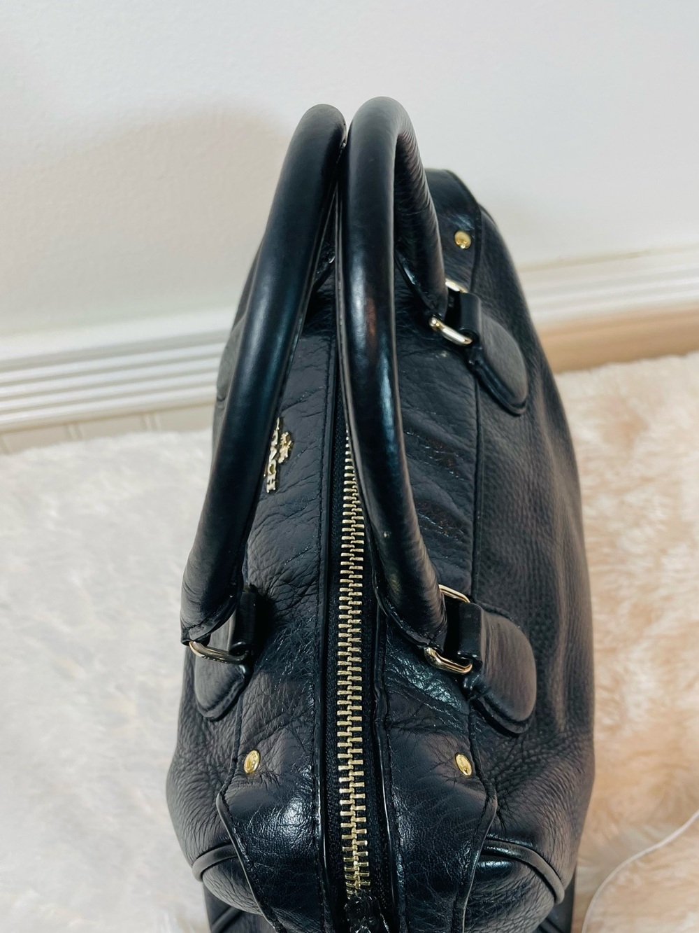 Coach Black Pebbled Leather Satchel Bag - Picture 5 of 8